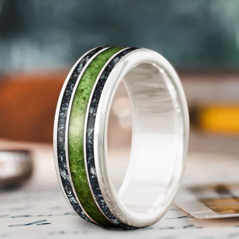 Fine texture rings-Custom Design - 3-Inlay Wide Center Ring VPcbP-MlM-_Fbnj34zJ_jDFK