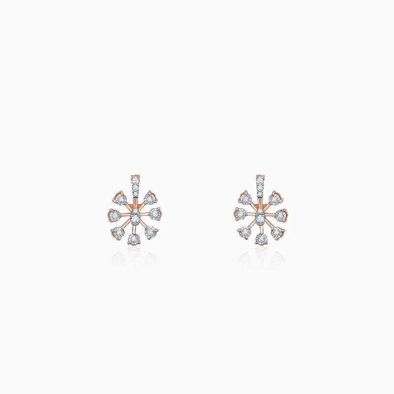 Thin hoop earrings-Rose Gold Sinhaparni Diamond Earrings