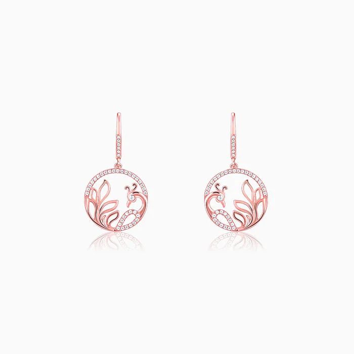 Bold cuff earrings-Rose Gold Mayura Hoop Earrings