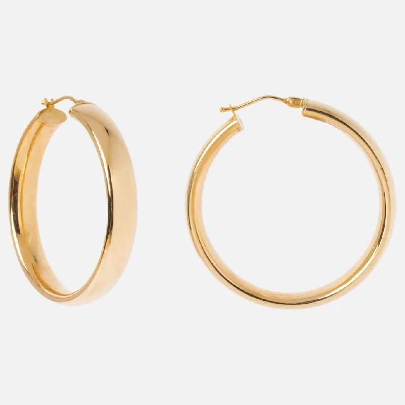 Bead weave earrings-Solid Gold Large Hollow Hoops