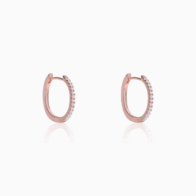 Topaz gem earrings-Rose Gold Shining Hoop Earrings