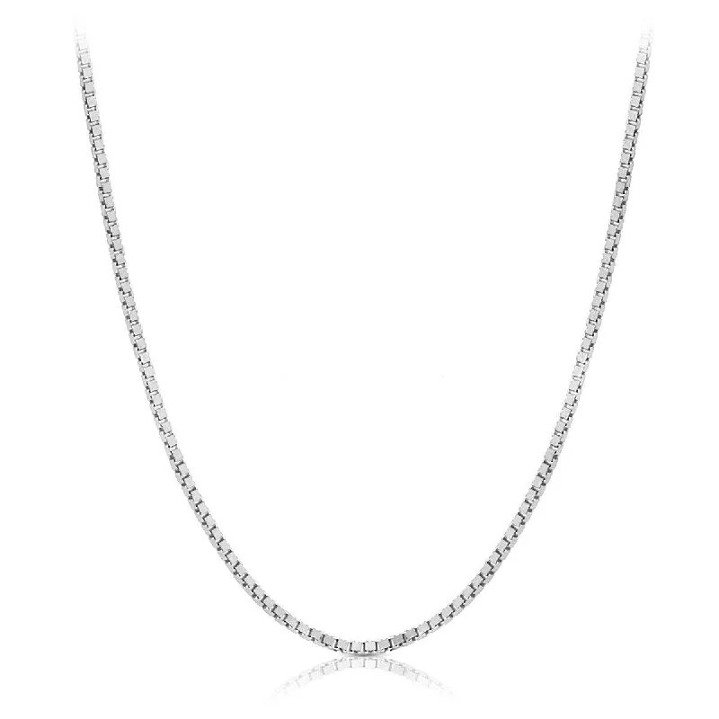 Peace eye necklaces-10k Solid White Gold Classic Box Chain Necklace 0.6mm