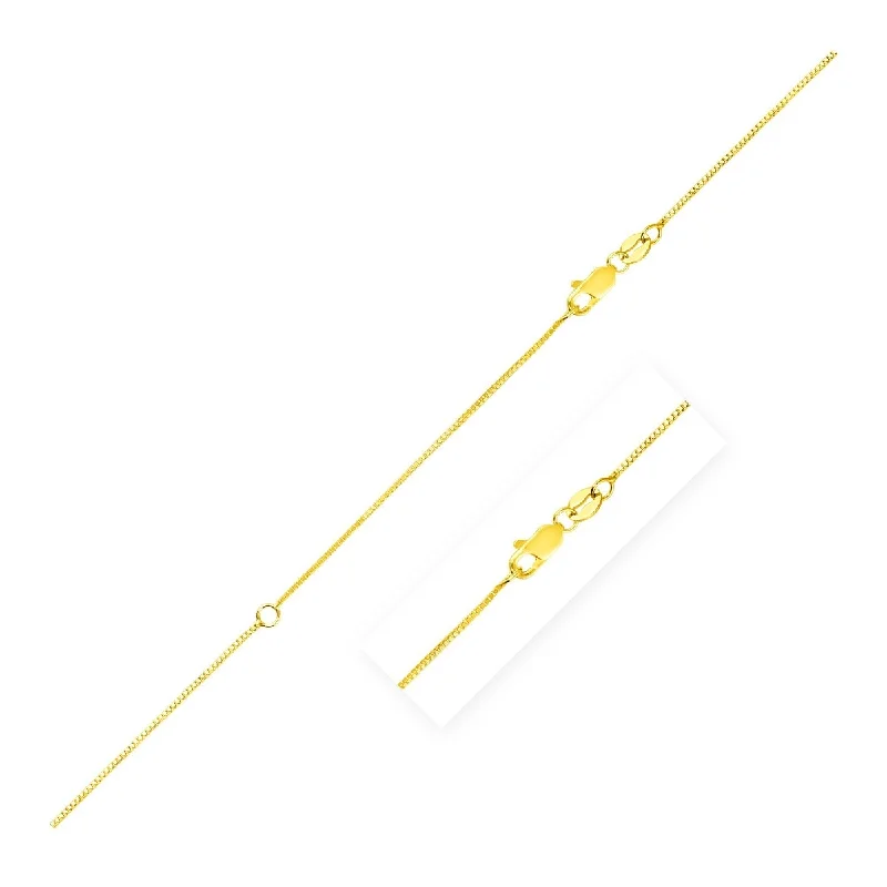 Raised bar necklaces-Extendable Box Chain Necklace in 14k Yellow Gold (0.7mm) 18" Inches