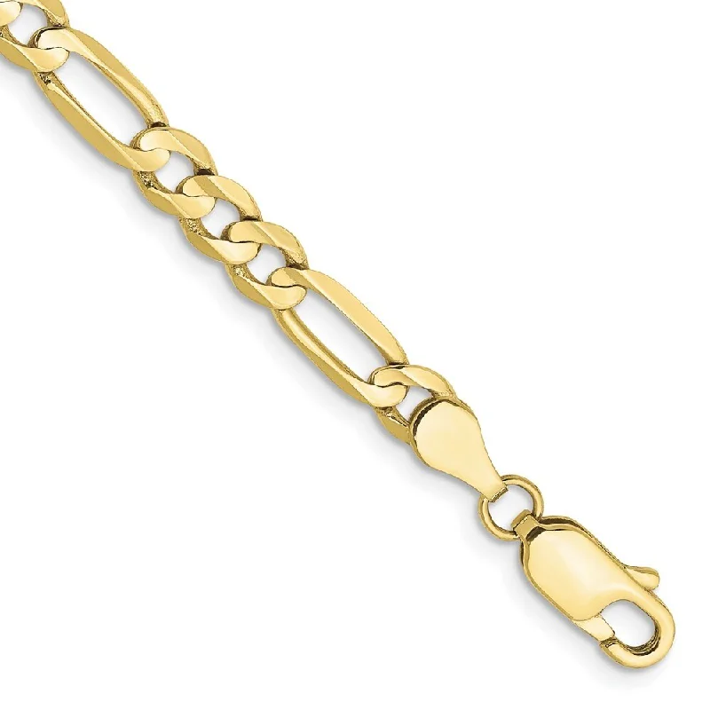 Vivid diamond bangles-10k Yellow Gold 4.5mm Light Concave Figaro Chain Bracelet, 7"