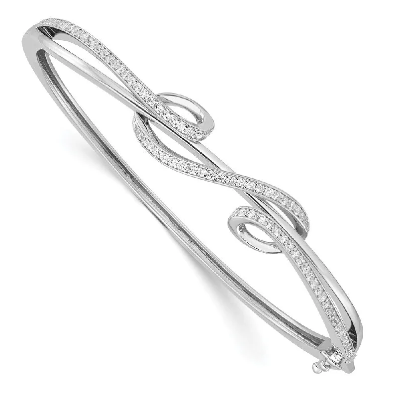 Fine pearl bangles-925 Sterling Silver Cubic Zirconia Bangle Bracelet