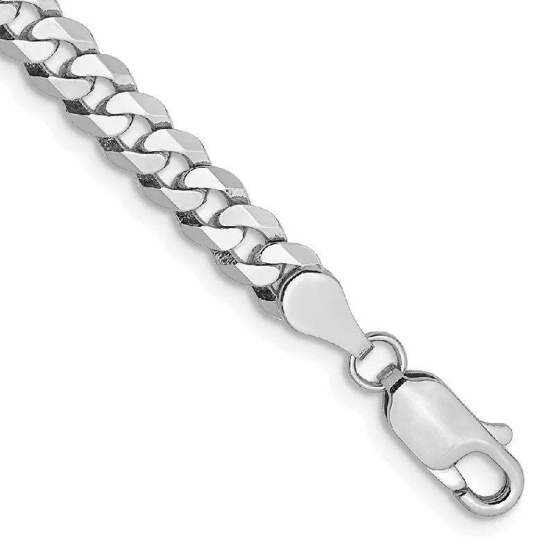 Victorian style bangles-14k White Gold 4.75mm Flat Beveled Curb Chain Bracelet, 7"