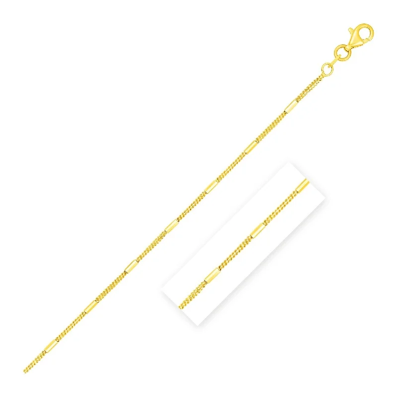 Tight clasp necklaces-Diamond Cut Bar Links Pendant Chain Necklace in 14k Yellow Gold (1.3mm)