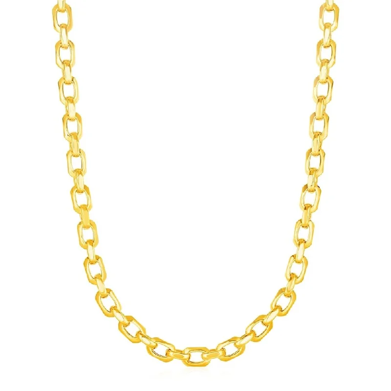 Trio birthstone necklaces-Shiny Oval Link Necklace in 14k Yellow Gold