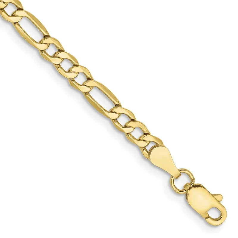 Linen cord bangles-10k Yellow Gold 3.5mm Semi-Solid Figaro Chain Bracelet, 7"