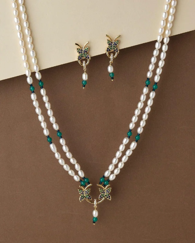 Heavy collar necklaces-Pretty Pearl Necklace Set