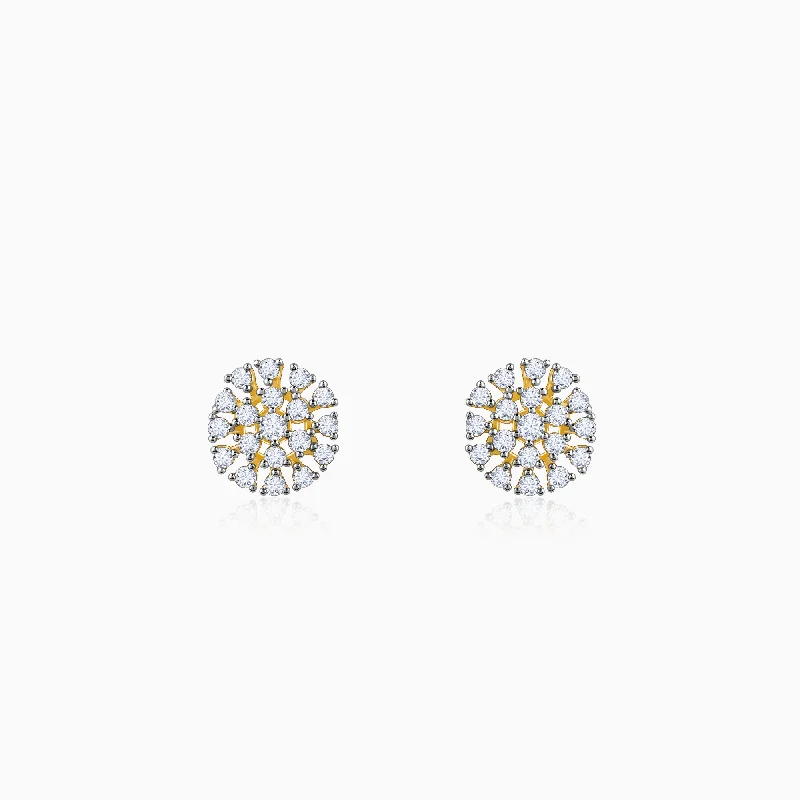 Wave drop earrings-Gold Floral Flicker Diamond Earrings