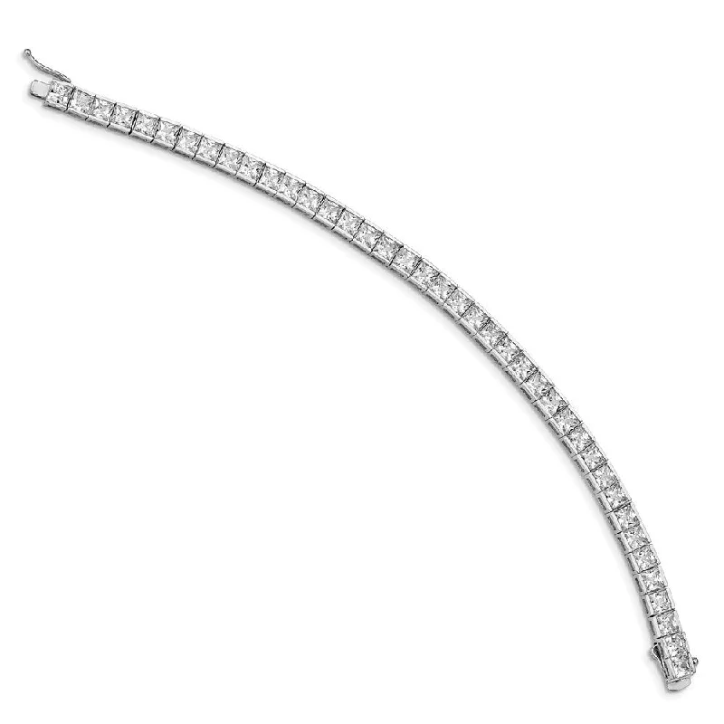 Playful bangles-925 Sterling Silver Rhodium Plated Cubic Zirconia Bracelet, 7"