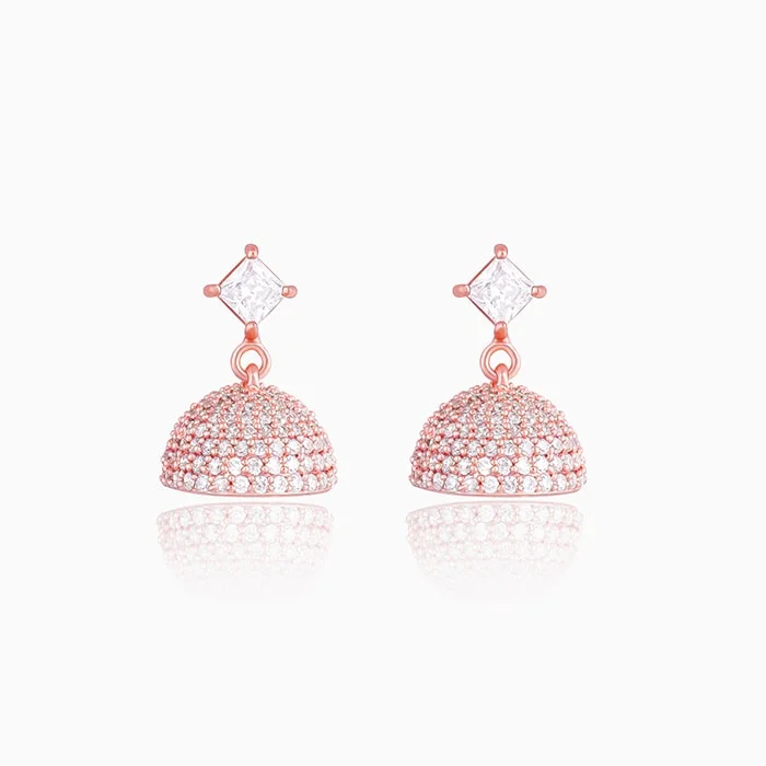 Cotton cord earrings-Rose Gold Forever Elegant Jhumki