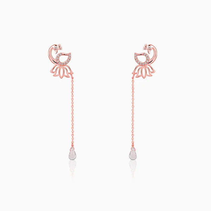 Silk fringe earrings-Rose Gold Morni Shine Drop Earrings