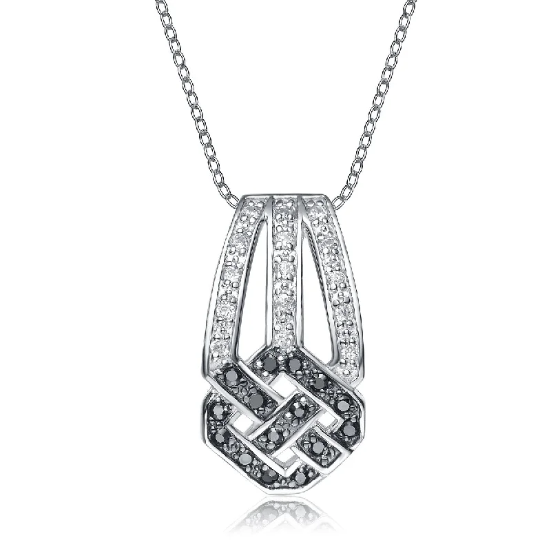 Multi-chain necklaces-Sophie Geometric Black Dangling Pendant Necklace