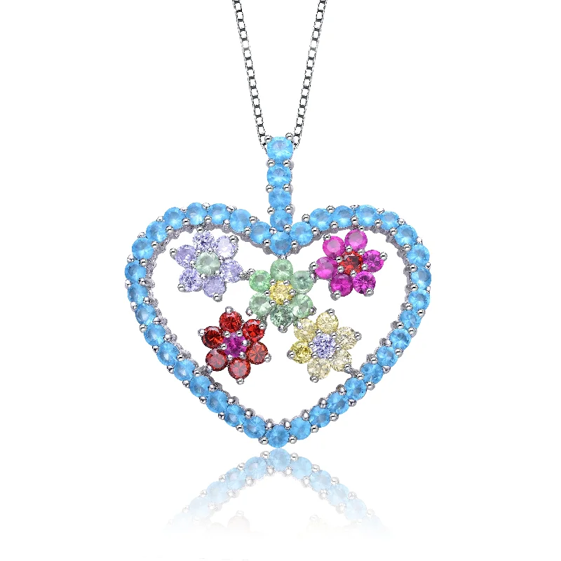 Smooth pendant necklaces-Louise Multi-Colored Heart Pendant Necklace