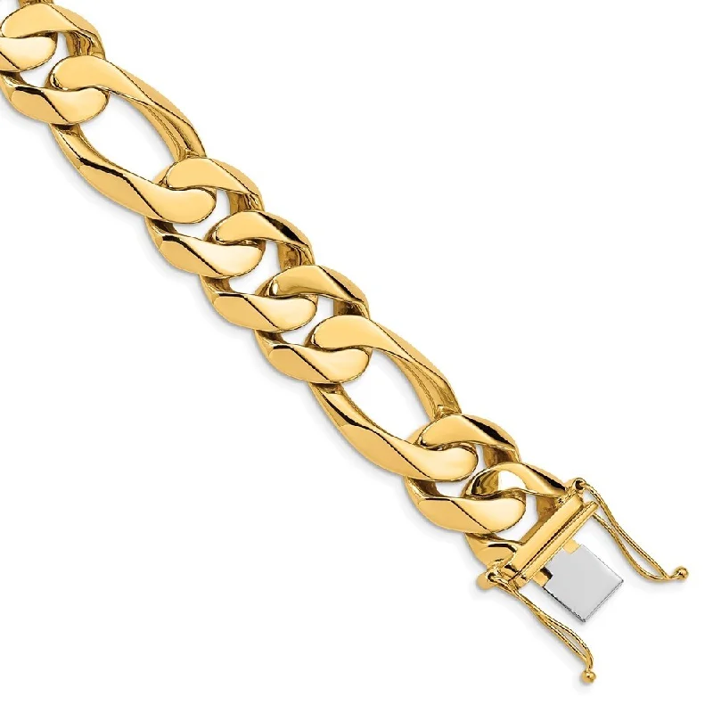 Smooth form bangles-14k Yellow Gold 15.7mm Fancy Heavy Figaro Link Bracelet, 8.25"