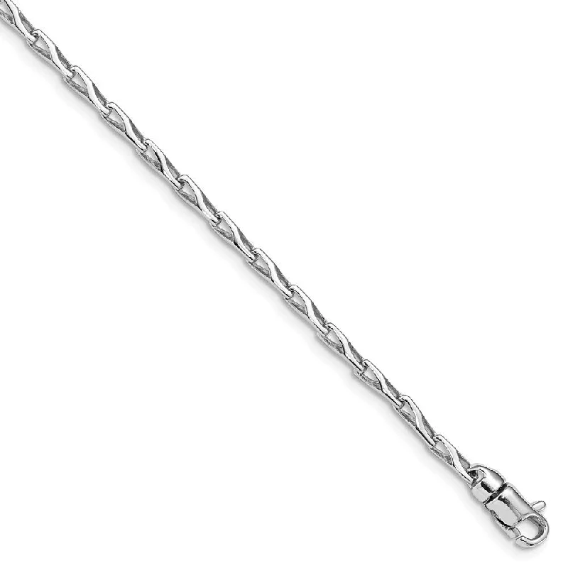 Secure clasp bangles-14k White Gold 2.75mm Hand-polished Fancy Link Bracelet, 7.25"