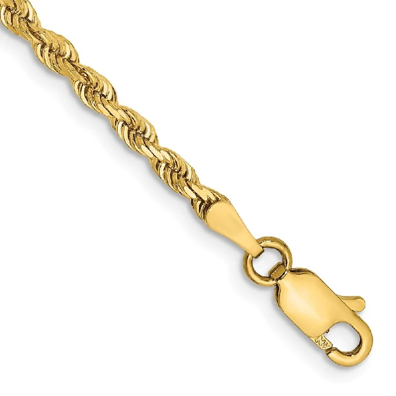 Playful bangles-14k Yellow Gold 2.75mm Diamond-Cut Quadruple Rope Chain Bracelet, 7"