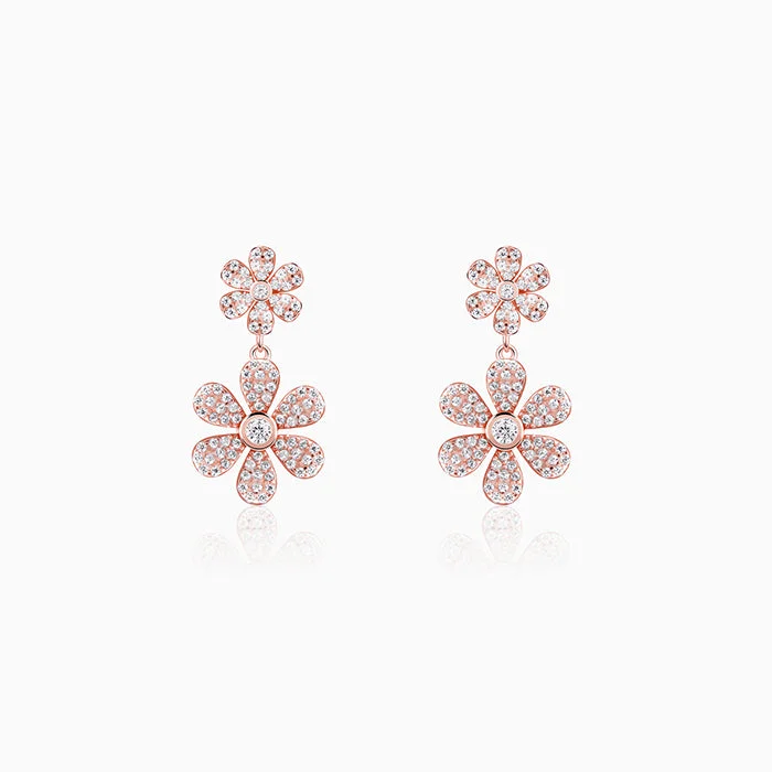 Twine bead earrings-Rose Gold Stunning Flower Earrings