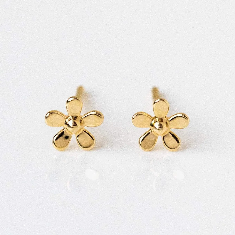 Soft threader earrings-Solid Gold Daisy Studs