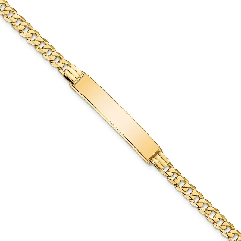 Wide gold bangles-14k Yellow Gold 7mm Curb Link ID Bracelet, 7"