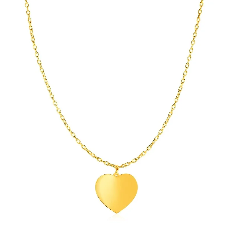 Peace eye necklaces-Choker Necklace with Polished Heart Pendant in 14k Yellow Gold