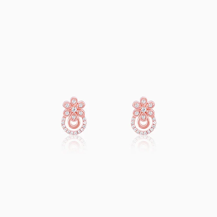 Reef knot earrings-Rose Gold Floral Arch Earrings