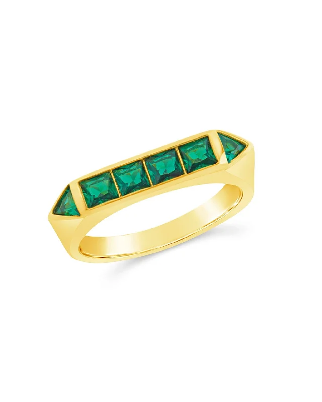 Topaz rings-Rayna Emerald Flat CZ Ring