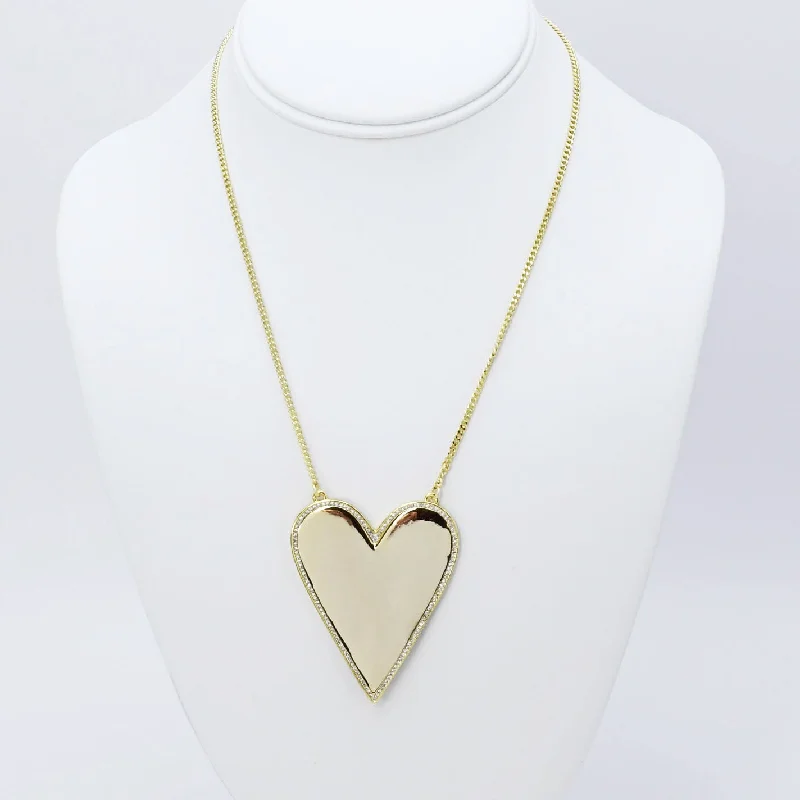 Rustic silver necklaces-Big Love Gold Necklace D69