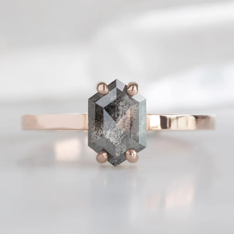 Dual-tone engagement rings-The Bryn Ring | 0.88ct Black Hexagon Diamond in 14K Rose Gold