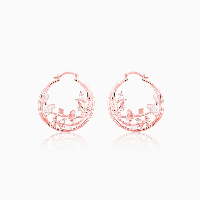 Thin hoop earrings-Rose Gold Eyebright Hoop Earrings