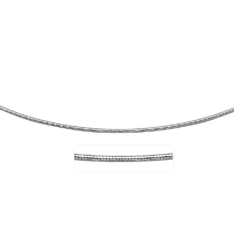 Raised bar necklaces-14k White Gold Necklace in a Round Omega Chain Style