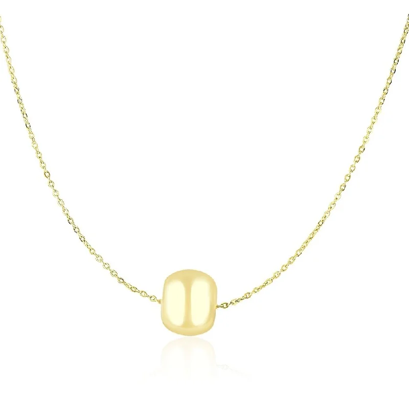 Astro sign necklaces-14k Yellow Gold Necklace with Shiny Barrel Bead Charm