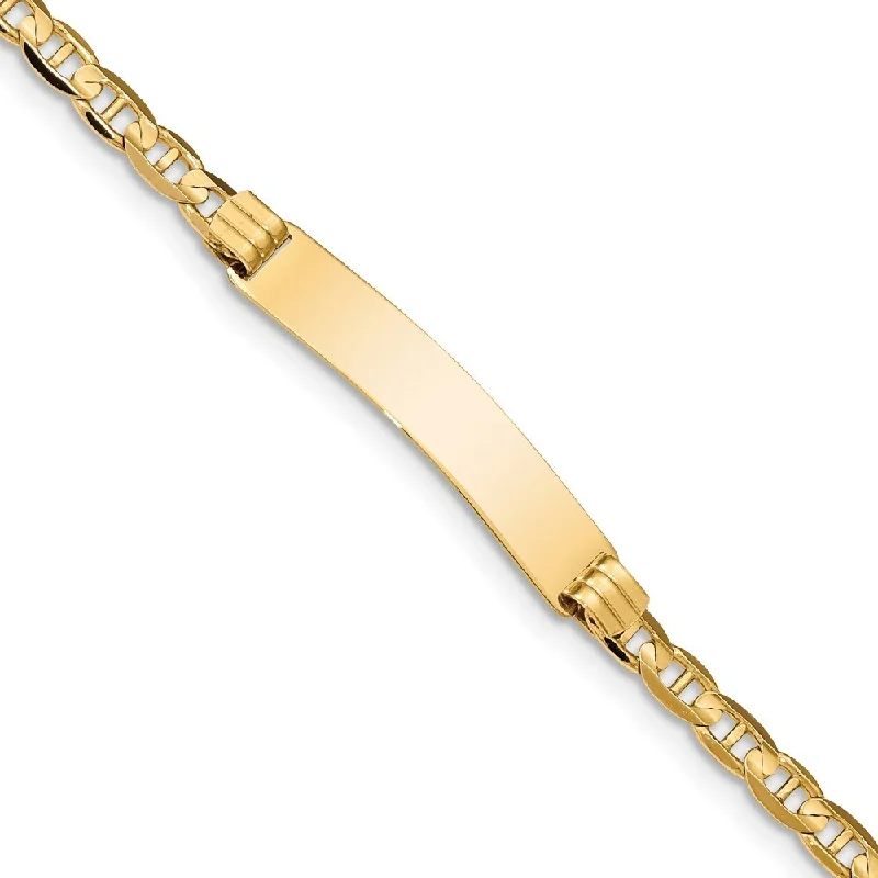 Full moon bangles-14k Yellow Gold 7mm Anchor Link ID Bracelet, 7"