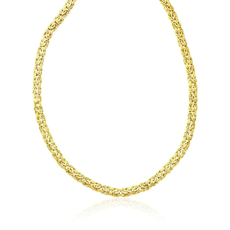 Crystal-woven necklaces-14k Yellow Gold Byzantine Motif Chain Necklace