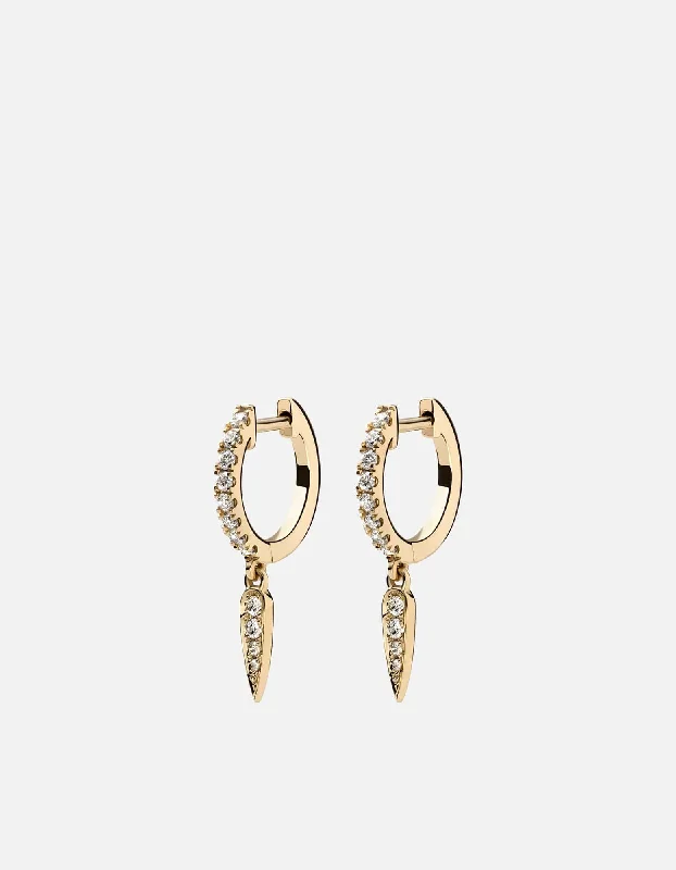 Reef knot earrings-Talon Huggie Earrings, 14k Gold Pavé