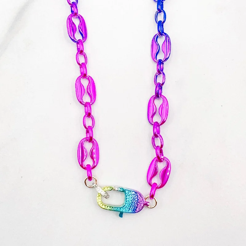 Linen cord necklaces-Dazzling Ombré Clip Necklace M9