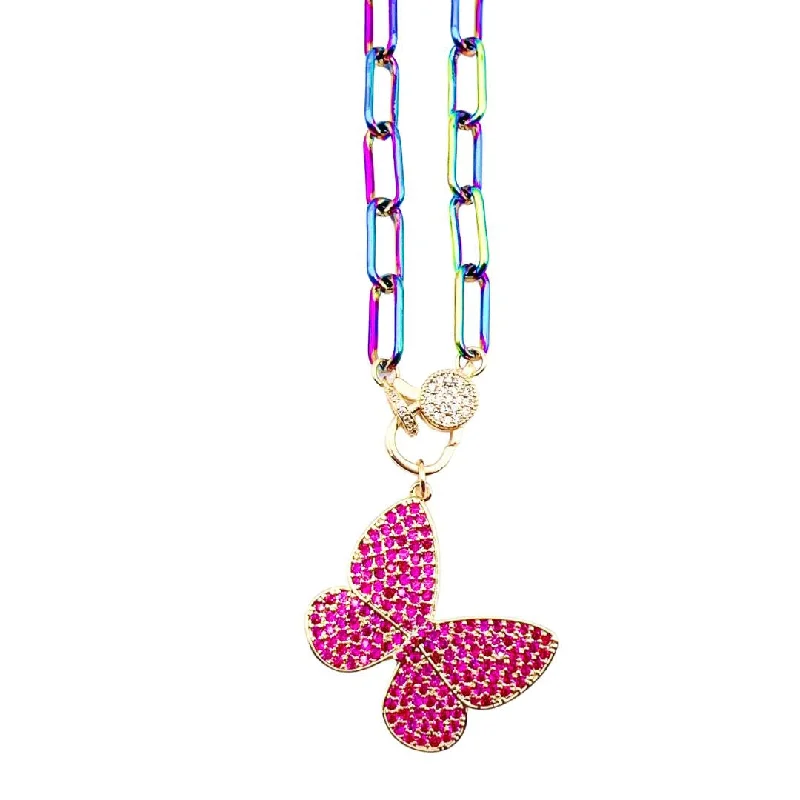 Flexible thread necklaces-Dazzling Butterfly Necklace K3