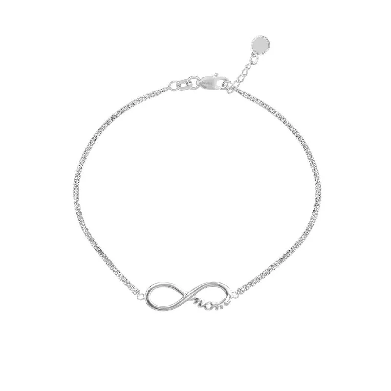 Baroque pearl bangles-Curata 925 Sterling Silver 7.5" Sideways Infinity MOM Adjustable Bracelet