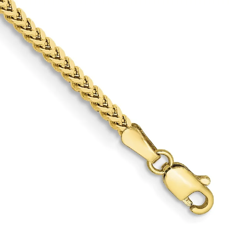 Fine bead bangles-10k Yellow Gold 2mm Franco Chain Bracelet, 7"