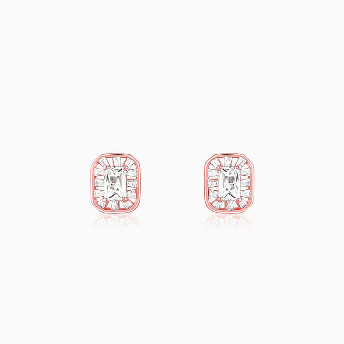 Woven thread earrings-Rose Gold Joyful Square Earrings