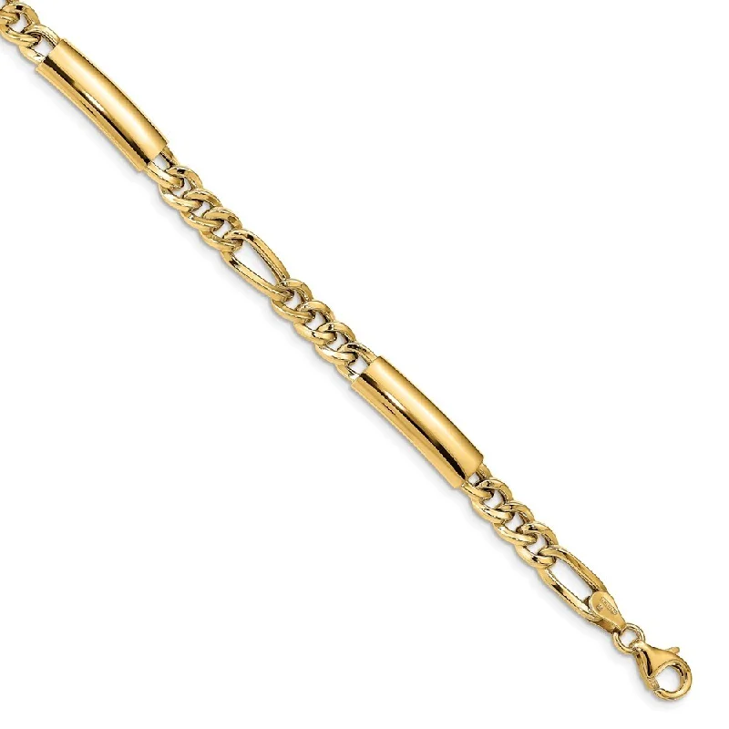 Lily motif bangles-14k Yellow Gold 6.11mm Men's Polished Fancy Link Bracelet, 8.5"