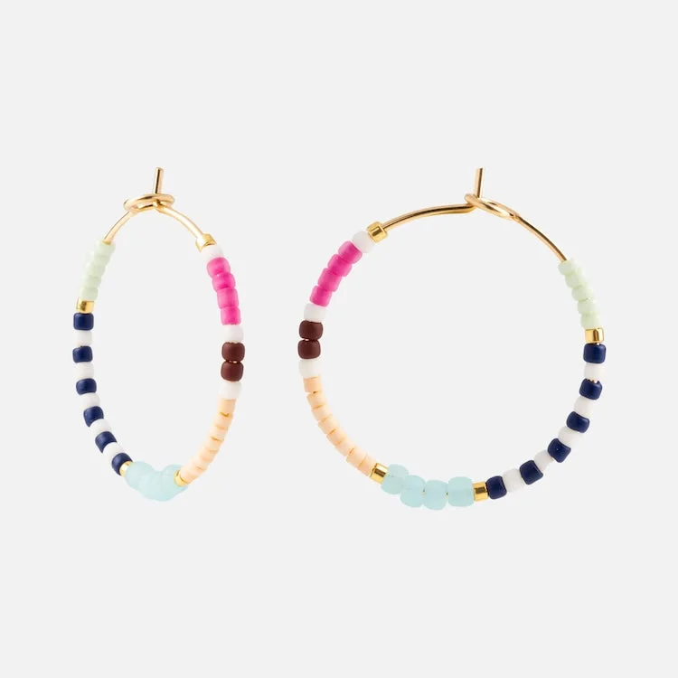 Vivid druzy earrings-Midi Colorloop Hoops