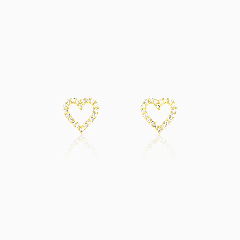 Sleek stud earrings-Golden Heart Will Go On Studs