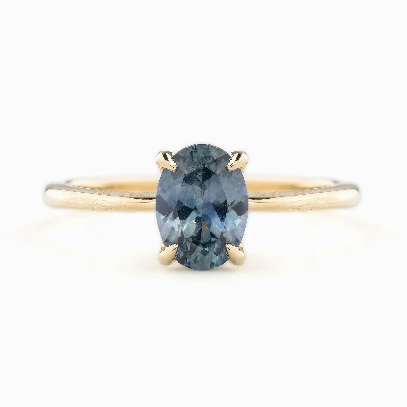 Baroque pearl engagement rings-Sara Ring 1.21ct Blue Montana Sapphire, 14k Yellow Gold (One of a kind)