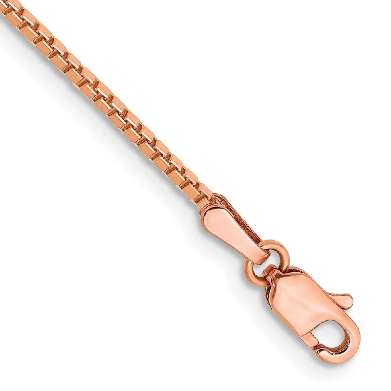 Tiny wing bangles-14k Rose Gold 1.3mm Box Chain Bracelet, 8"