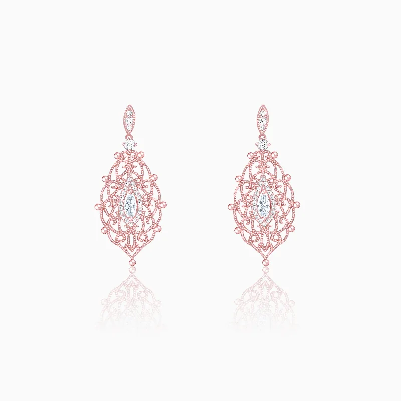 Onyx drop earrings-Rose Gold Opulent Desire Earrings