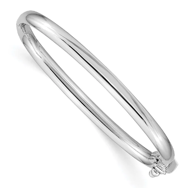 Woven tribal bangles-14k White Gold 3.75mm Hinged Safety Clasp Baby Bangle Bracelet, 6"