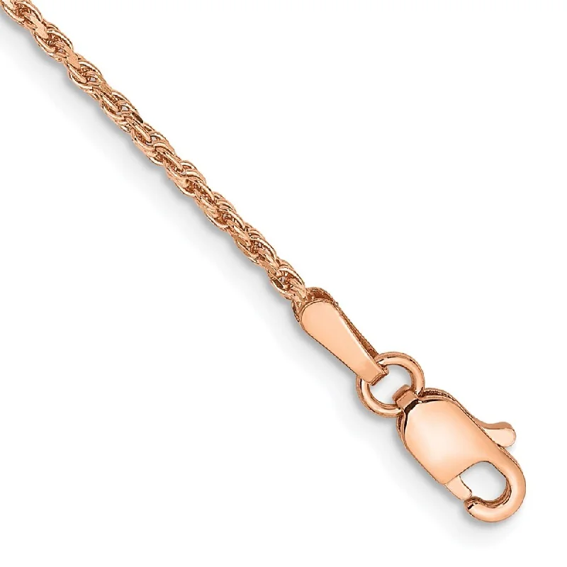 Thick cuff bangles-14k Rose Gold 1.5mm Diamond-Cut Machine-made Rope Chain Bracelet, 7"